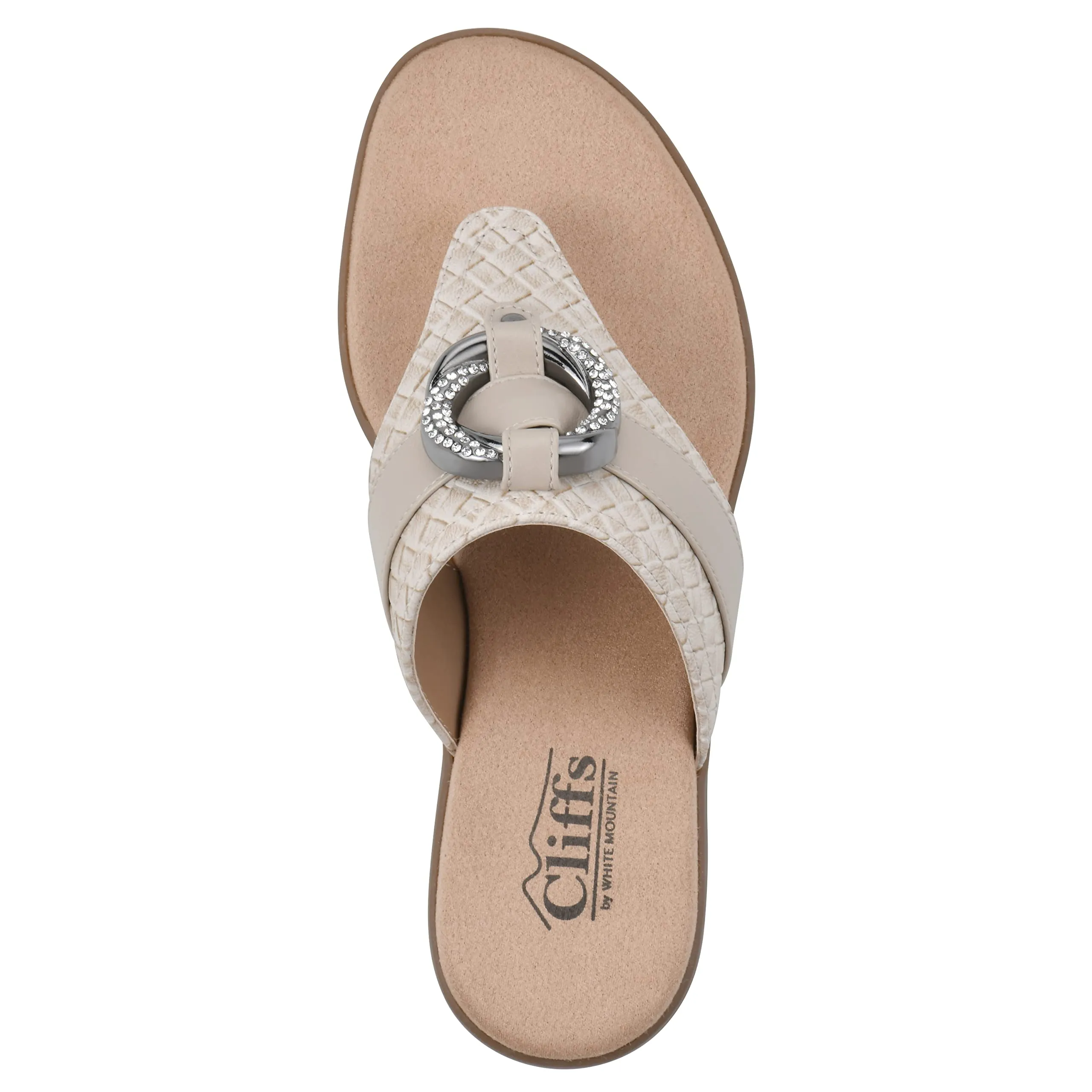 CLIFFS BY WHITE MOUNTAIN Women's Benedict Mini Wedge Sandal, Taupe/Woven, 7 M