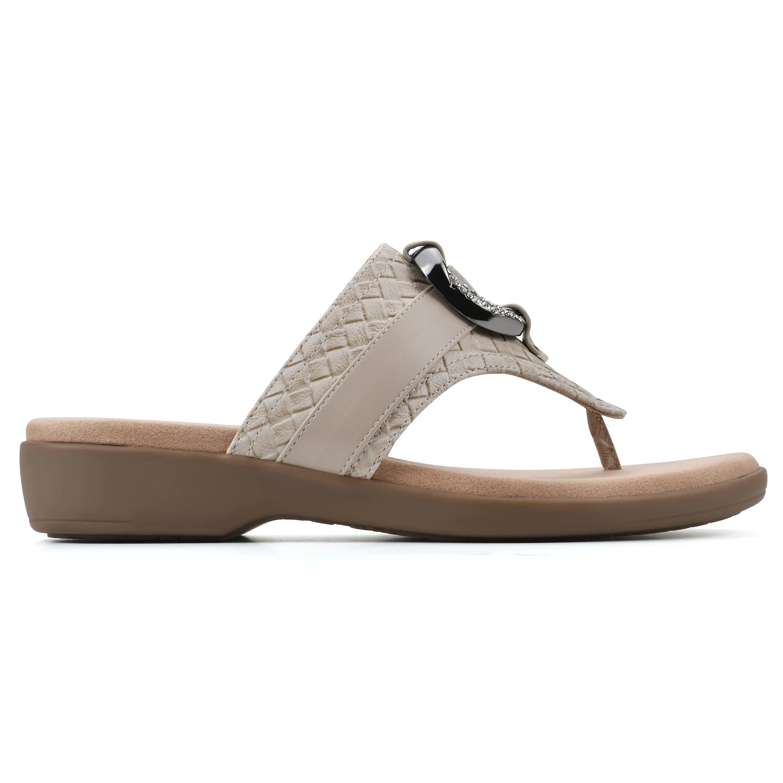CLIFFS BY WHITE MOUNTAIN Women's Benedict Mini Wedge Sandal, Taupe/Woven, 7 M