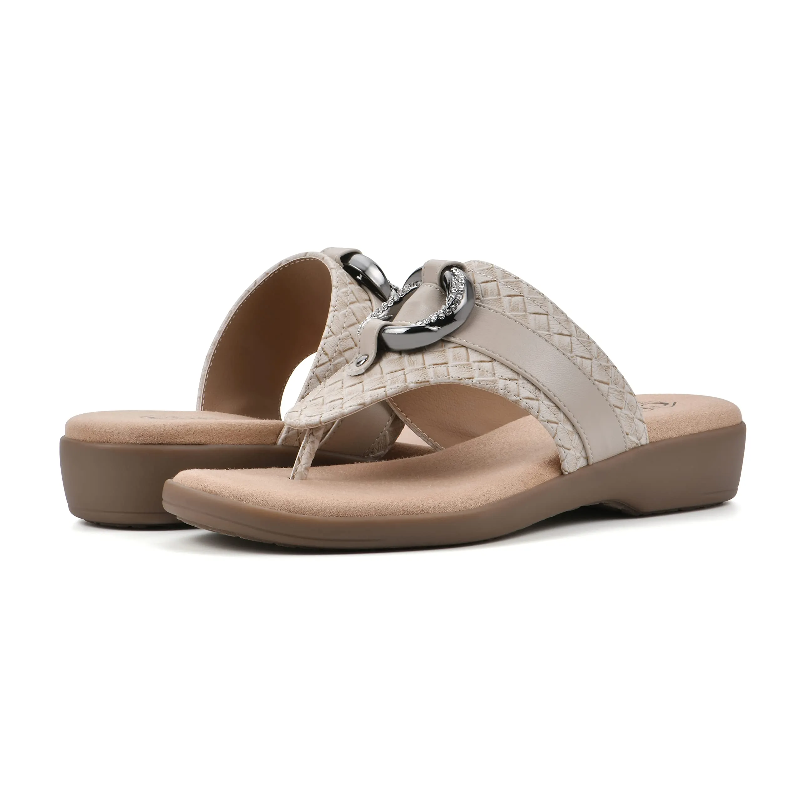 CLIFFS BY WHITE MOUNTAIN Women's Benedict Mini Wedge Sandal, Taupe/Woven, 7 M