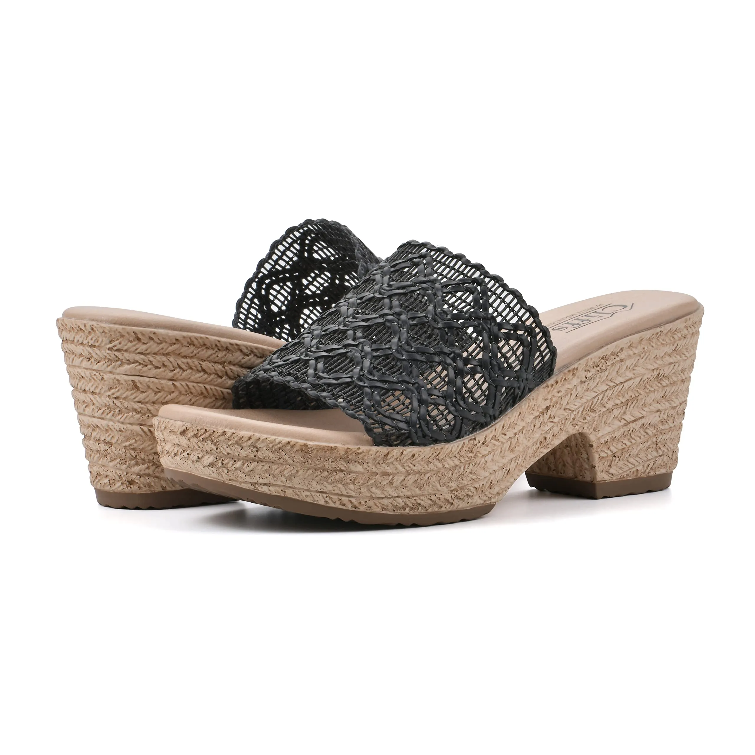 CLIFFS BY WHITE MOUNTAIN Women's Biankka Platform Sandal, Black/Woven/Pu, 7 M