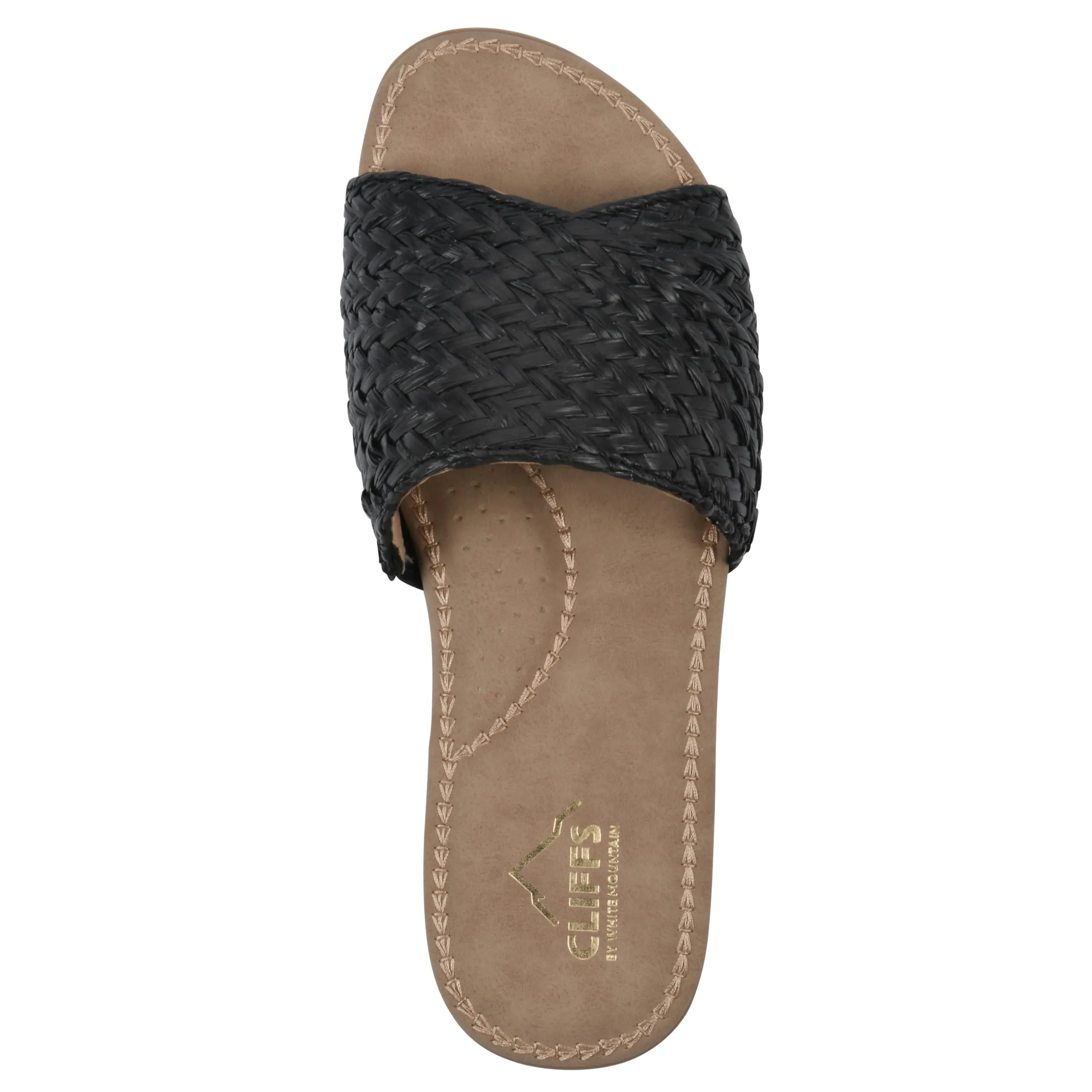 CLIFFS BY WHITE MOUNTAIN Women's Flawless Woven Slide Sandal, Black/Raffia, 8 M