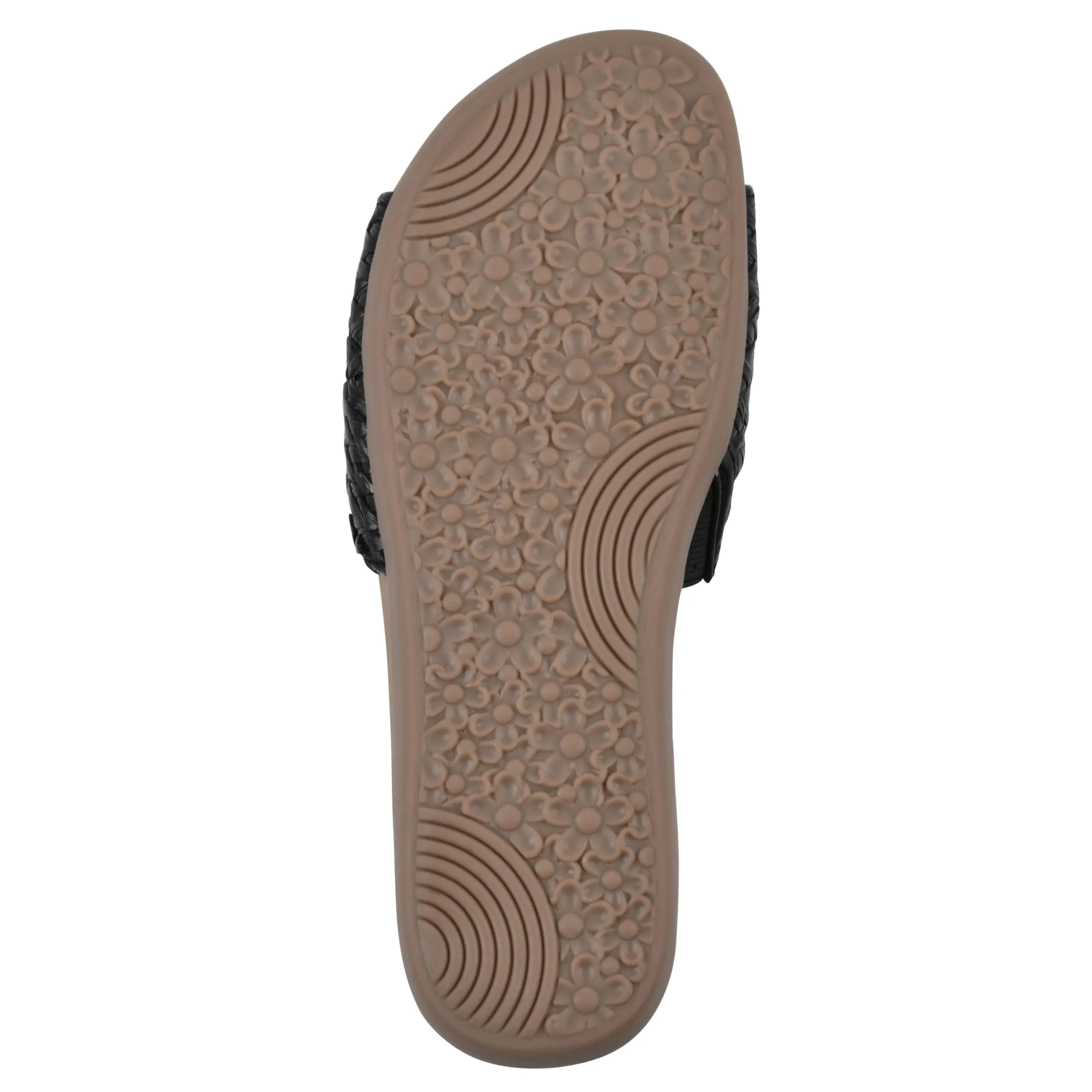 CLIFFS BY WHITE MOUNTAIN Women's Flawless Woven Slide Sandal, Black/Raffia, 8 M