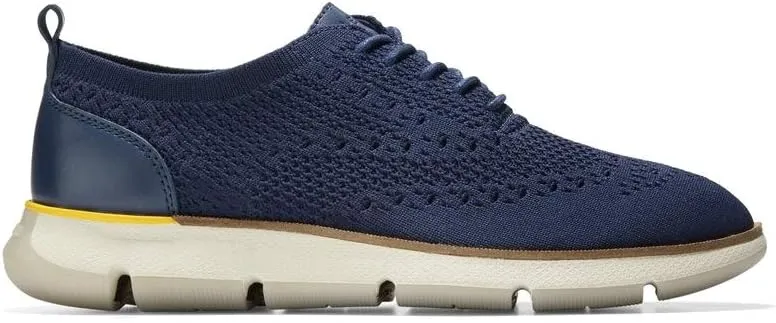 Cole Haan 4. Zerogrand Stitchlite Oxford - Shoes for Women - Round Toe - Anatomical Footbed - Pull Loop Ashes Of Roses Marine Blue Knit/Vibrant Orange 8.5 B - Medium