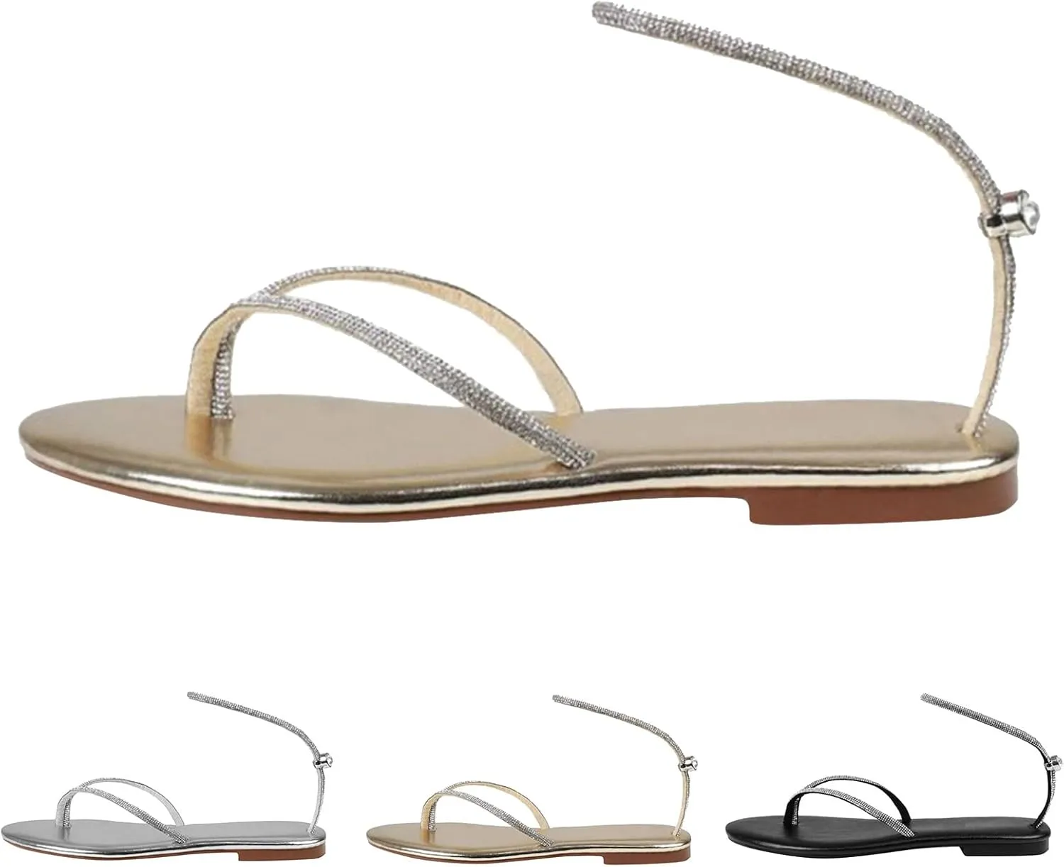 Comfortable Slide Sandals Women Slippers Summer New Pattern Rhinestone Shiny Fashion Flat Bottom Comfortable Non Slip