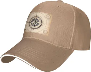 Compass Navigation Pattern Unisex Baseball Cap Black : Breathable, Light