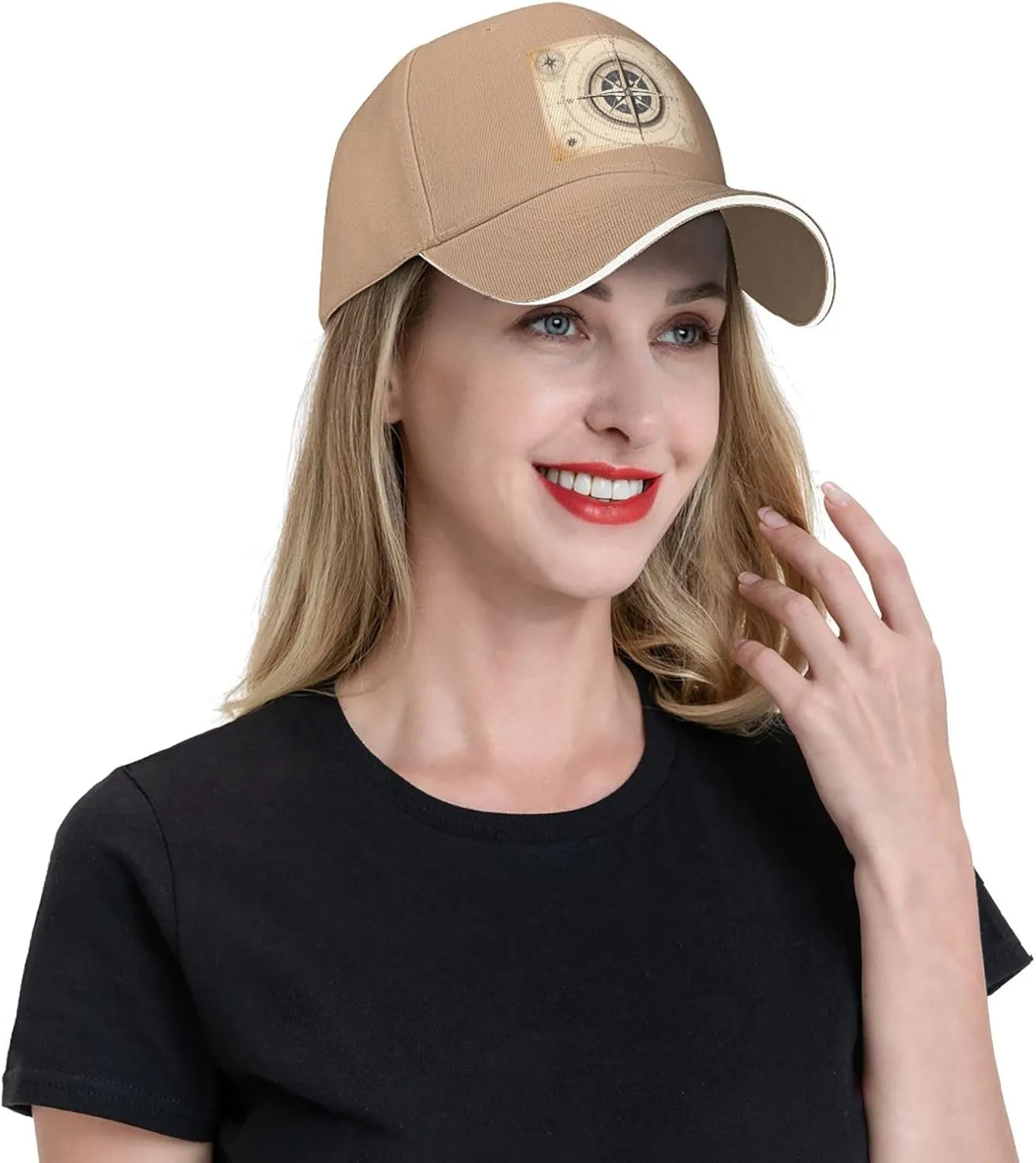 Compass Navigation Pattern Unisex Baseball Cap Black : Breathable, Light