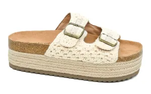 Corky’s Natural Woven Platform Sandals