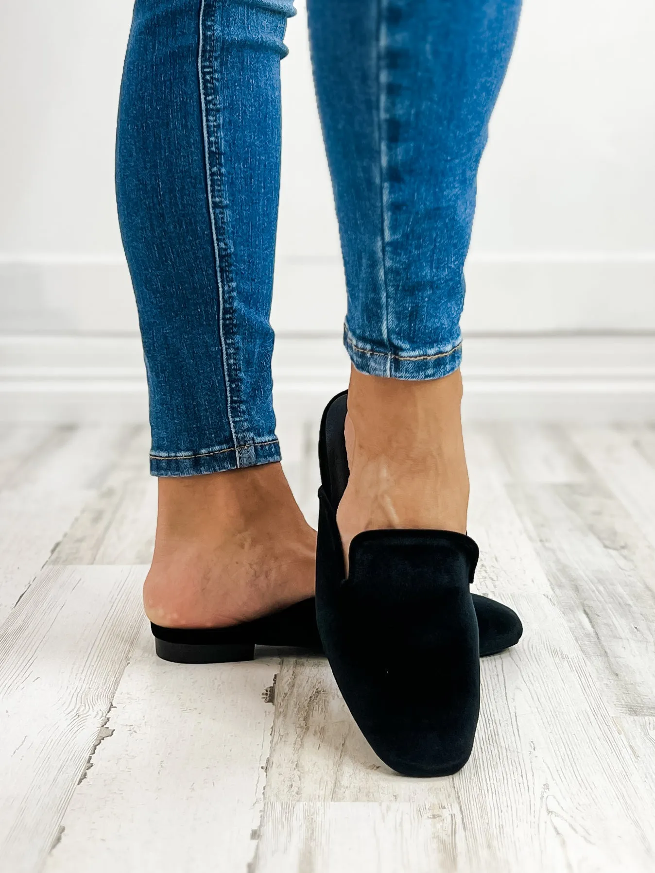 Corkys Spotlight Slip On Mule Shoes in Black Velvet