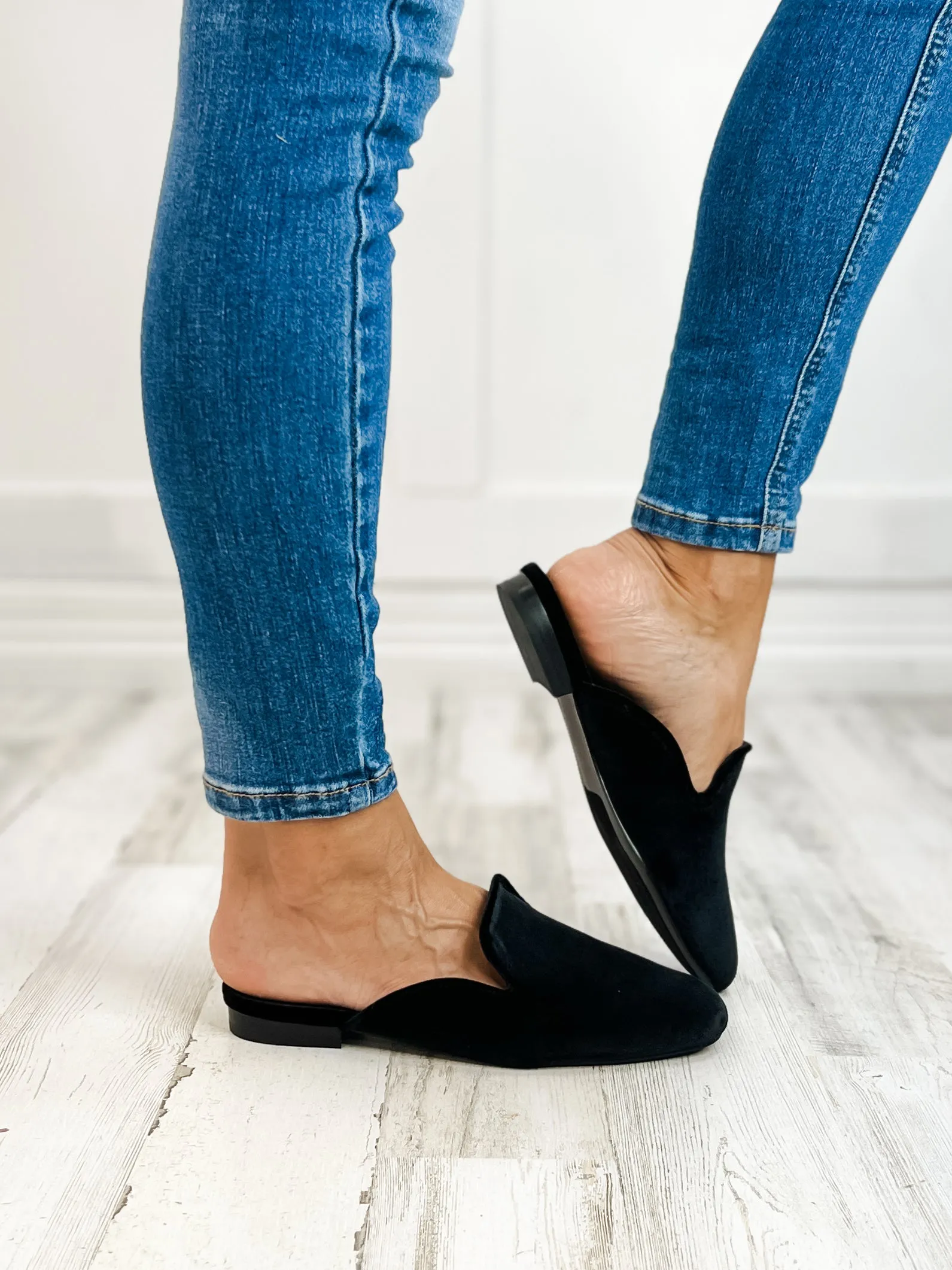 Corkys Spotlight Slip On Mule Shoes in Black Velvet