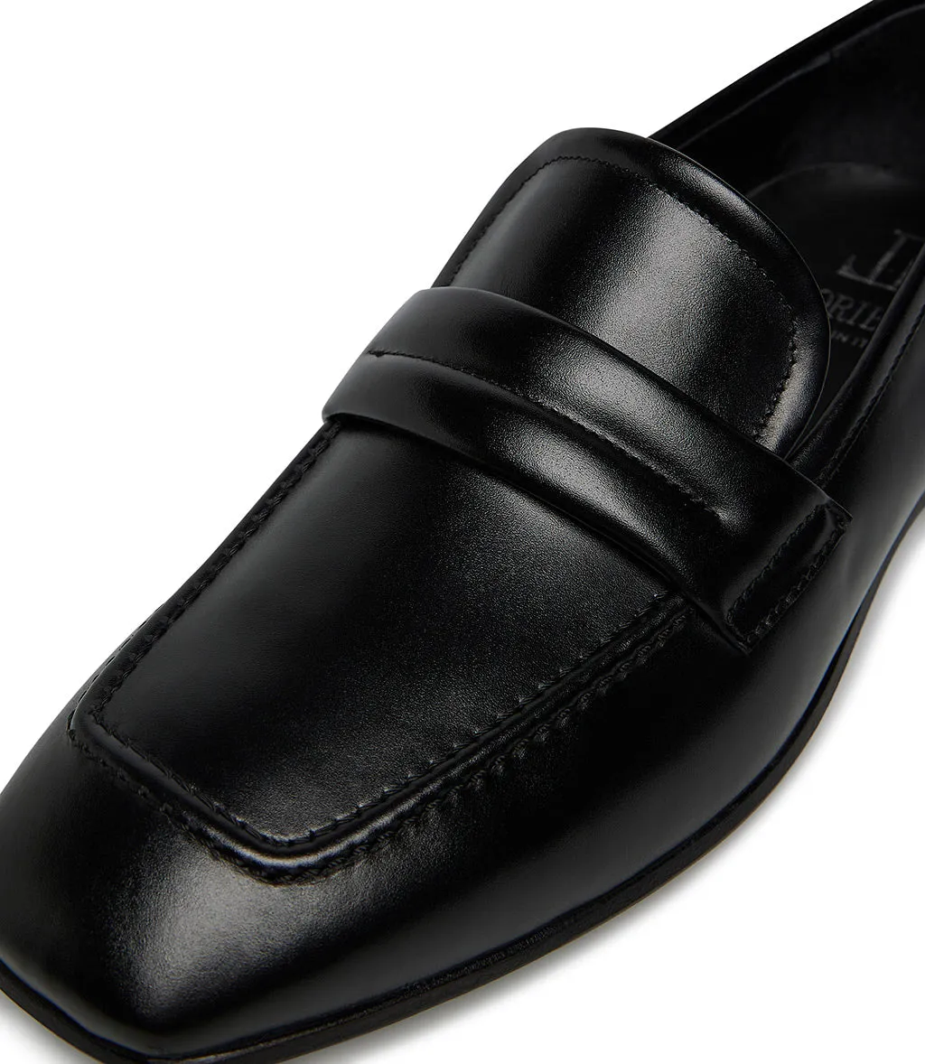 cross-straped black brushed calfskin loafer
