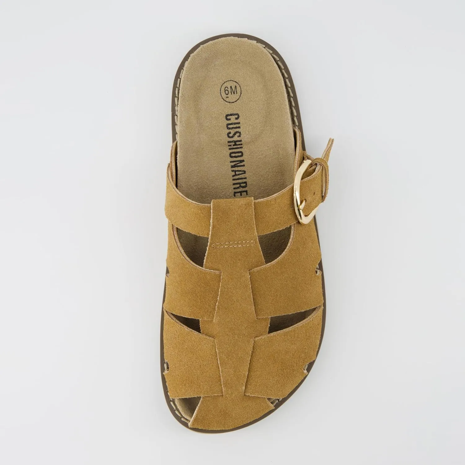 CUSHIONAIRE Benson Women’s Fisherman Clog – Suede Slip-On Sandal with Adjustable Buckle & Contoured Cork Footbed