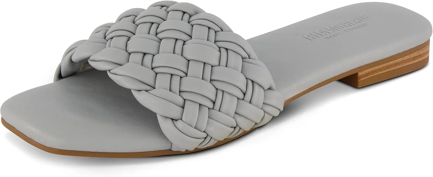 CUSHIONAIRE Women's Fez woven slide sandal  Memory Foam, Wide Widths Available