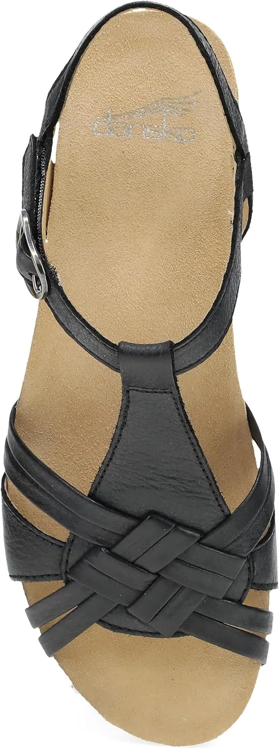 Dansko Tia Fisherman Wedge Sandal for Women - Contoured Footbed for All-Day Comfort and Support – Adjustable Hook & Loop Straps with Buckle Detail