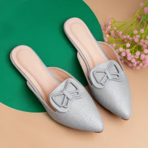 Dove Delight Mule With Bow - Gray