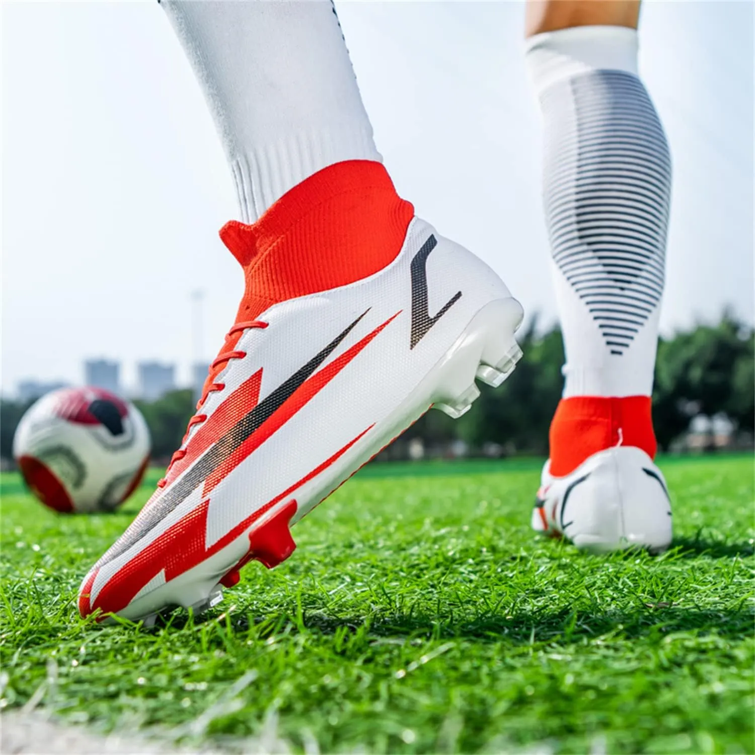 DRESER Competitive Adult Football Shoes Men's and Women's Outdoor Football Shoes Track and Field Turf World Team Non-Slip Shoes Running Sports Lightweight Breathable Non-Slip Shock-Absorbing Shoes