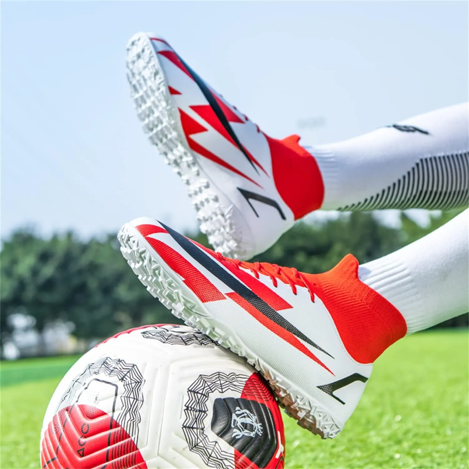 DRESER Competitive Adult Football Shoes Men's and Women's Outdoor Football Shoes Track and Field Turf World Team Non-Slip Shoes Running Sports Lightweight Breathable Non-Slip Shock-Absorbing Shoes