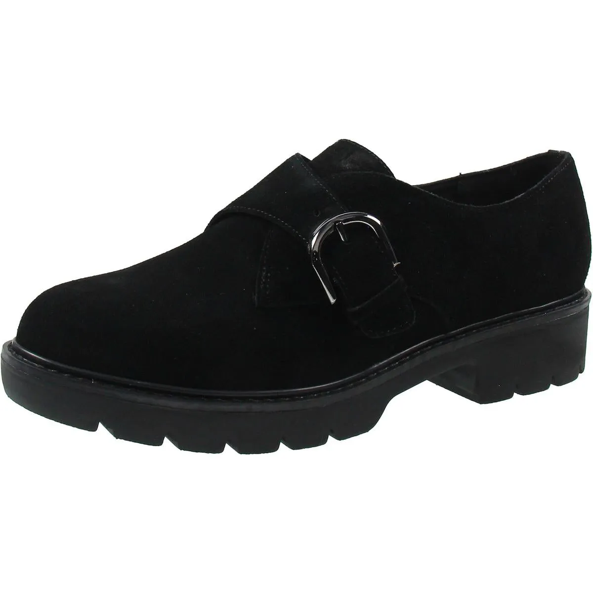 Easy Spirit Womens Kasen Buckle Leather Loafer Heels