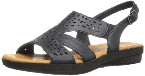Easy Street Women's Bolt Flat Sandal, Navy, 8 Narrow
