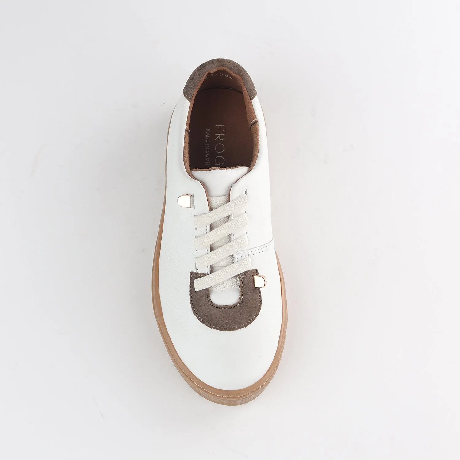 Elasticated lace-up Sneaker with Removable Footbed in White Multi - 12843