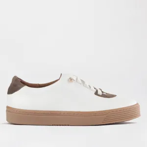 Elasticated lace-up Sneaker with Removable Footbed in White Multi - 12843