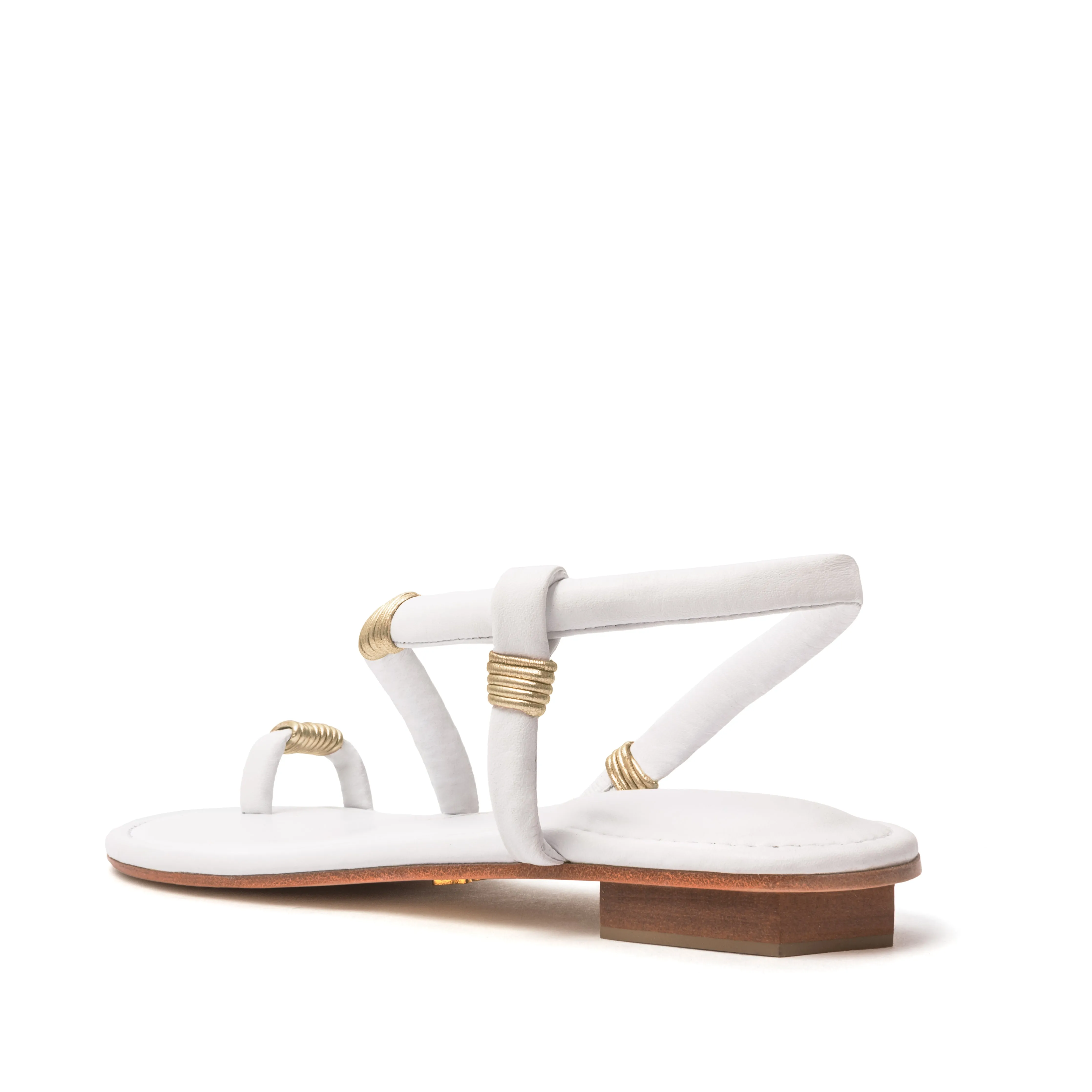 Elena Flat Sandal White & Gold
