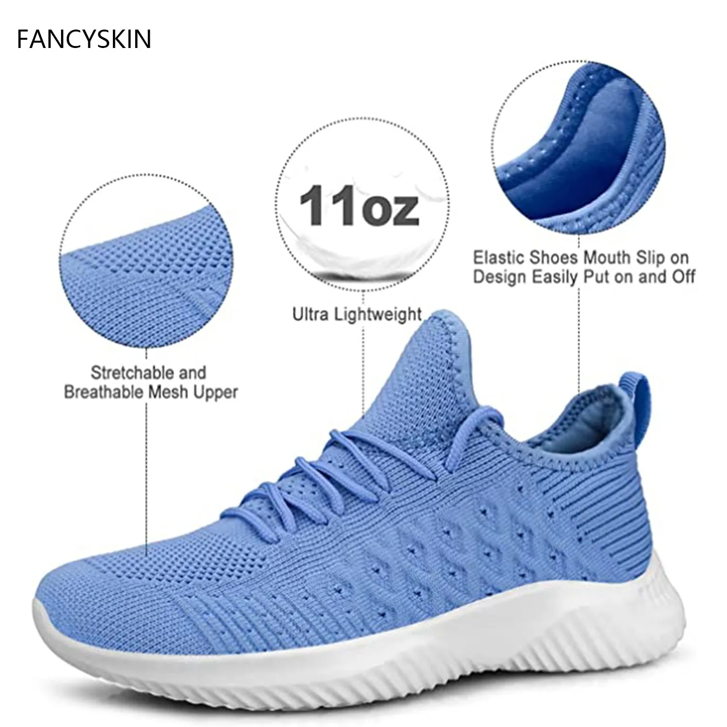 FANCYSKIN Womens Slip On Walking Shoes Non Slip Running Shoes