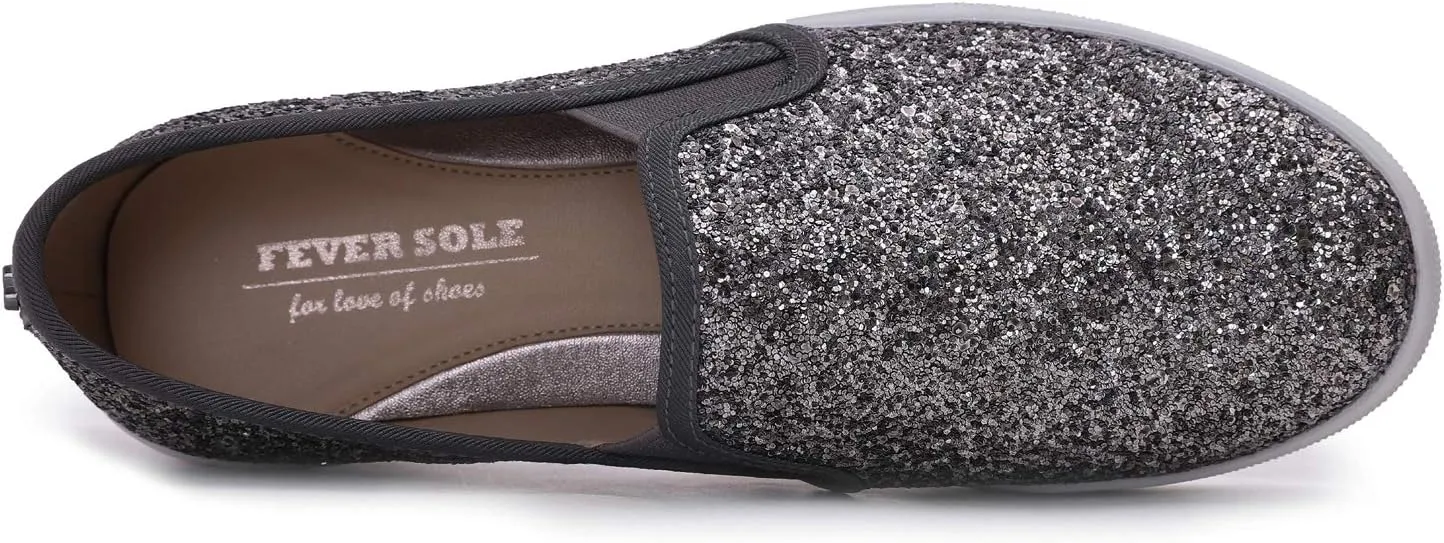 FEVERSOLE Women's Fashion Slip On Sneaker Casual Platform Loafers