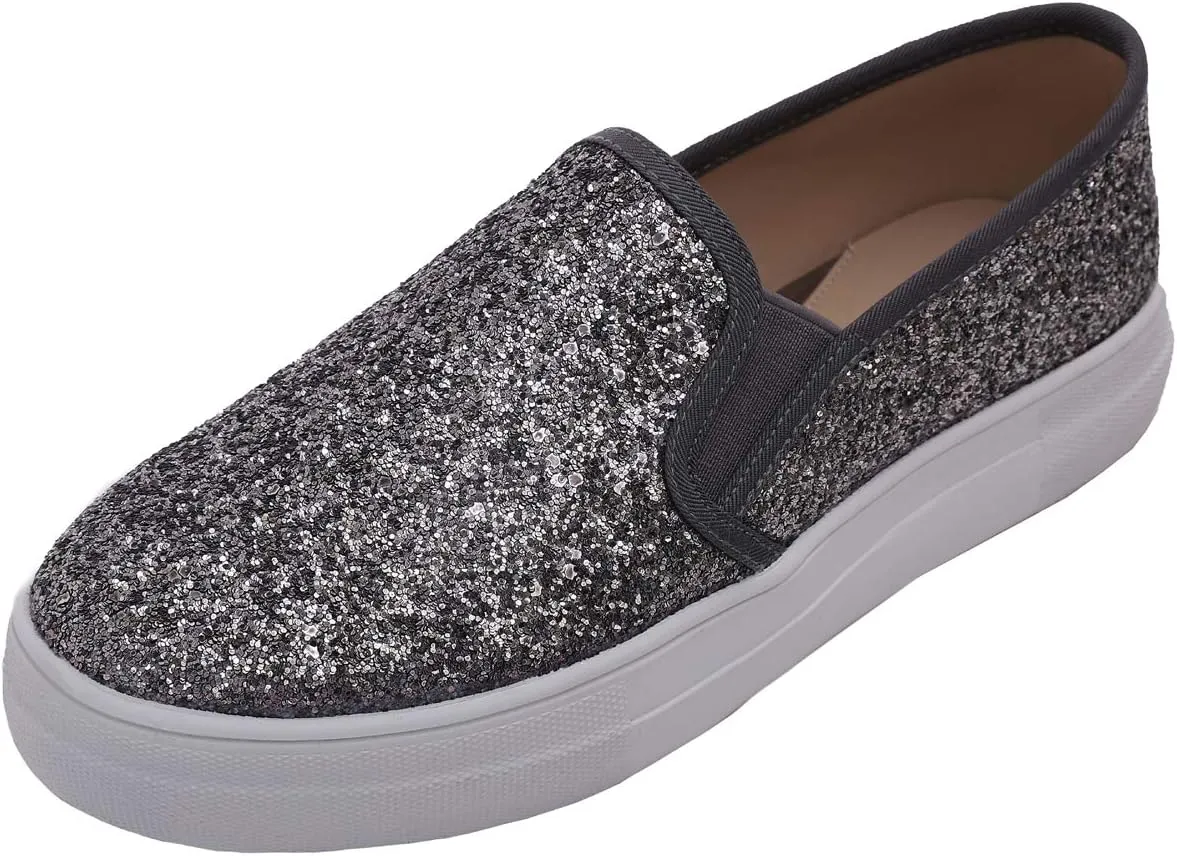 FEVERSOLE Women's Fashion Slip On Sneaker Casual Platform Loafers