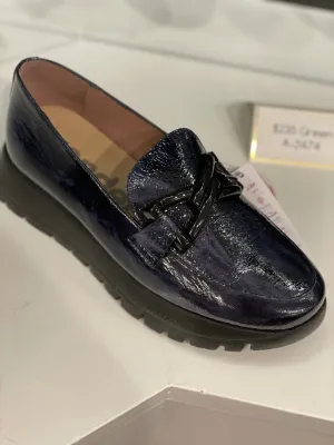 FINAL SALE Wonders A-2474 Rose Patent Leather Loafer 36 Navy