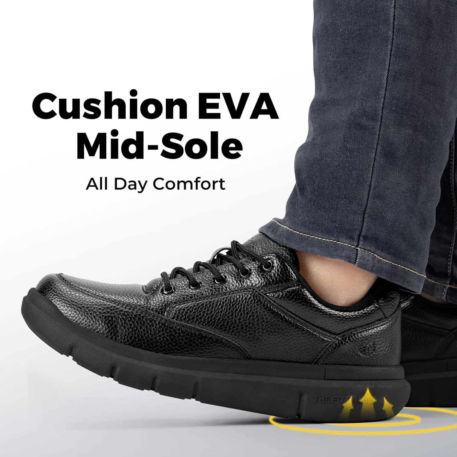 FitVille Men Wide Walking Shoes Casual Comfortable Dress Shoes Lightweight Arch Support Oxford Shoes Non-Slip Vegan Leather Business Sneakers