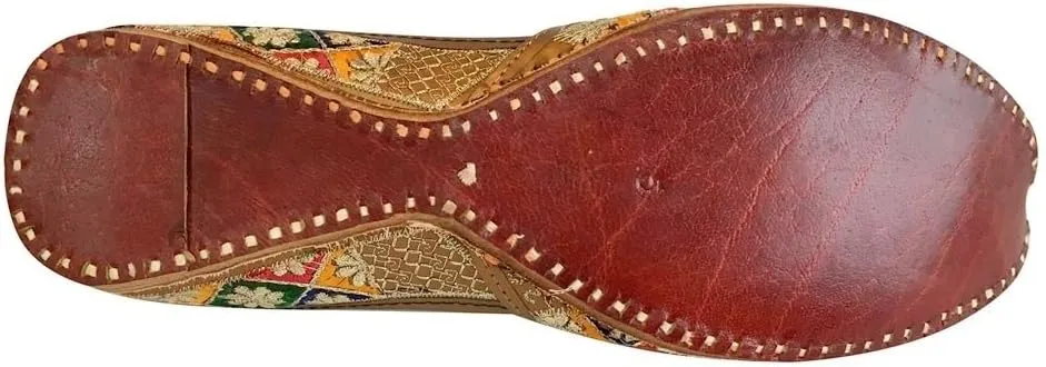 Flat Multicoloured Shoes Flat Sandals Juttis Khussa Bridal Shoes Saree Salwar Shoes