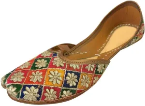 Flat Multicoloured Shoes Flat Sandals Juttis Khussa Bridal Shoes Saree Salwar Shoes
