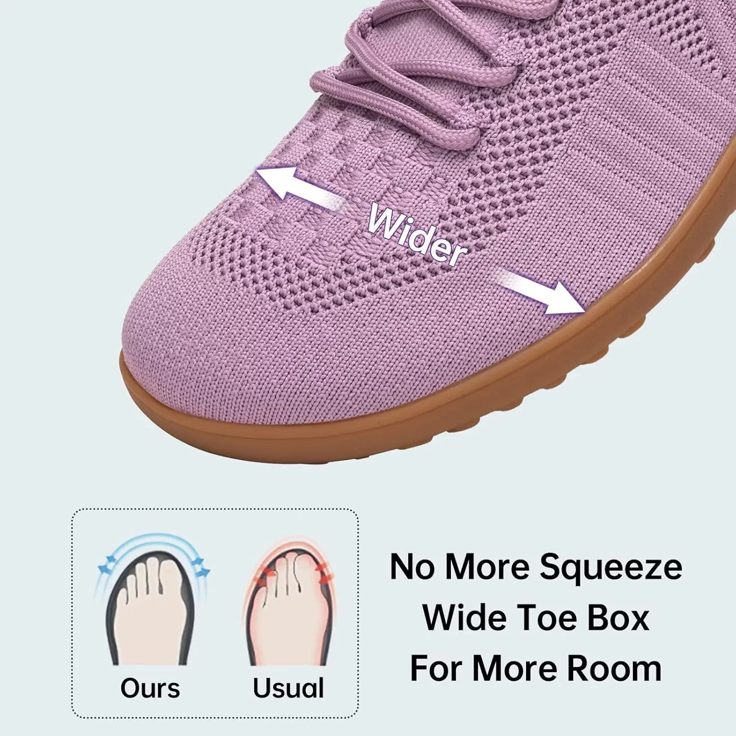 Frank Mully Womens Walking Shoes Wide Toe Box Barefoot Shoes Knitted Fashion Sneaker with Arch Support