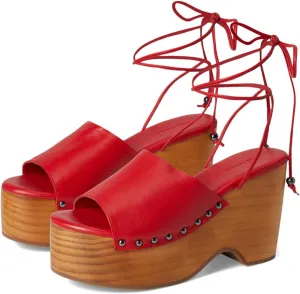 Free People Women's Front Row Wrap Clog Trend Shoes, Salsa Leather, 8