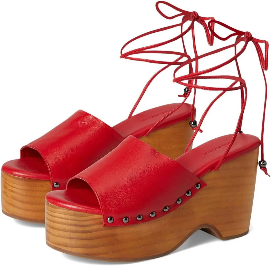 Free People Women's Front Row Wrap Clog Trend Shoes, Salsa Leather, 8