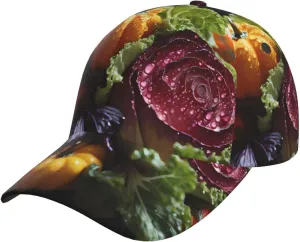 Fresh Cabbage Curved Brim Baseball Cap, Casual and Fashionable Cowboy hat, Suitable for Outdoor Sports, Leisure, Baseball, Travel and Daily wear. Black