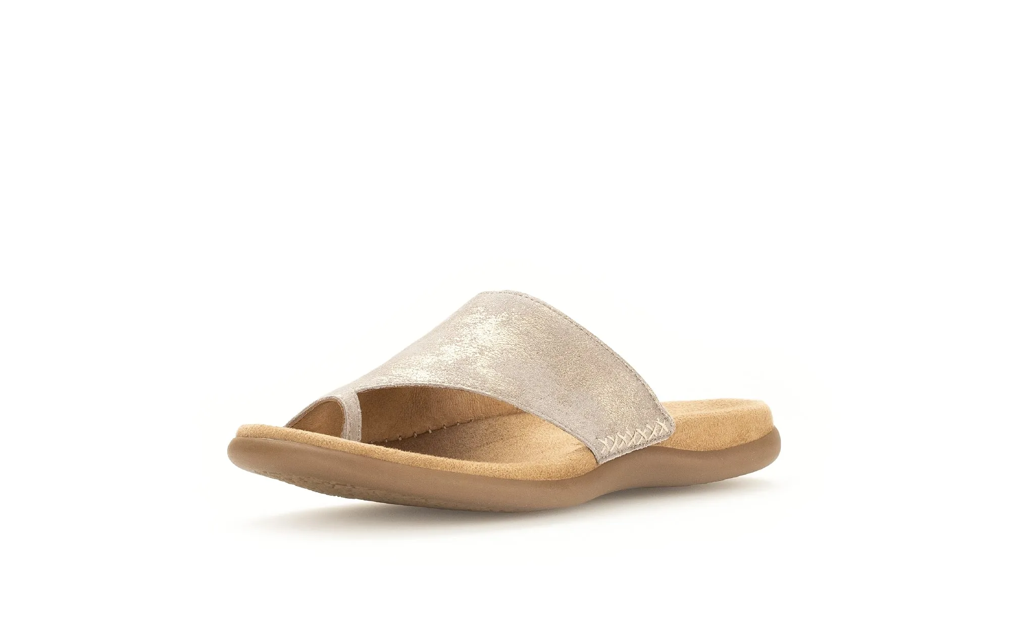 GABOR - 43.700.62 FLAT TOE-POST MULE - GOLD METALLIC