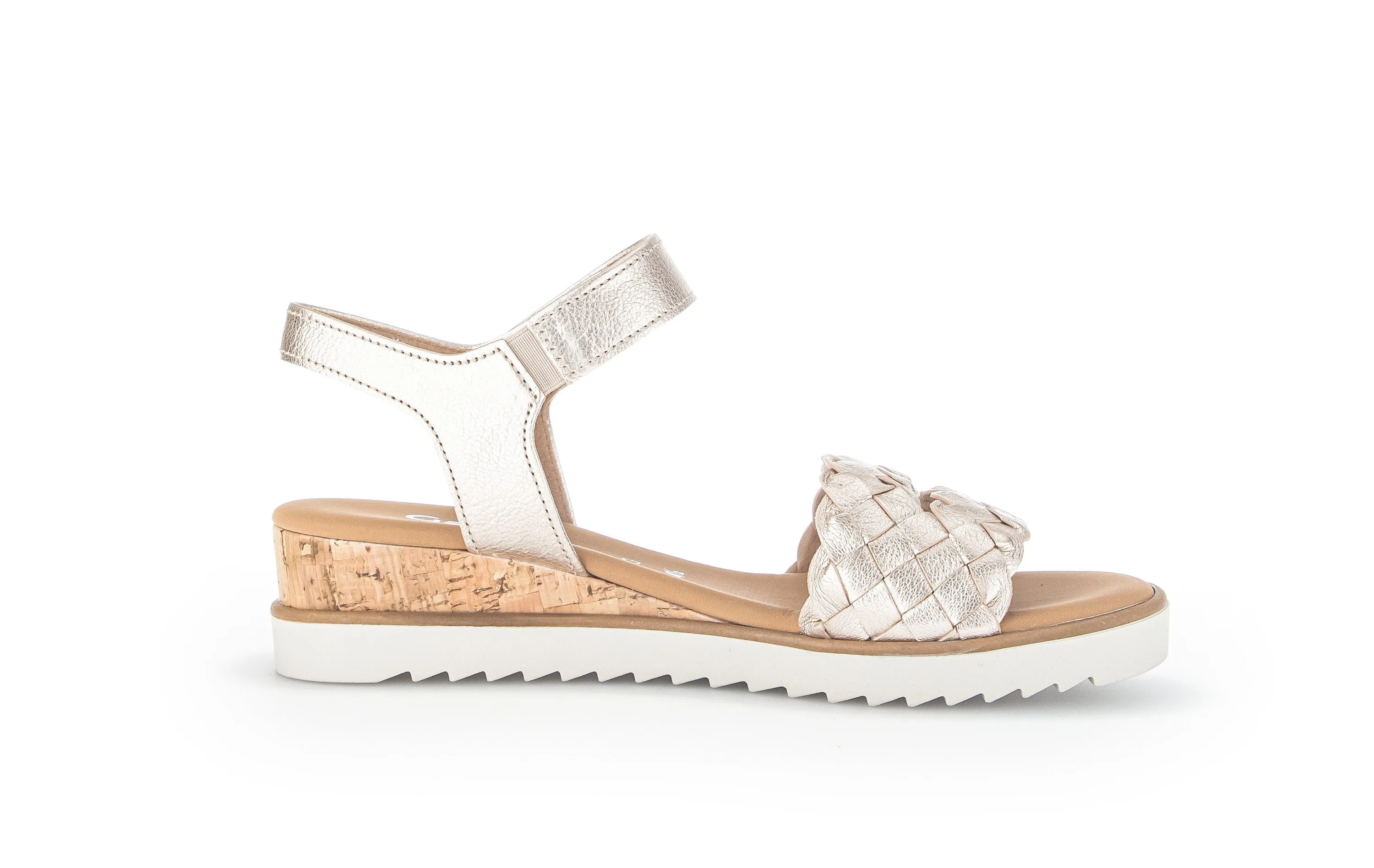 Gabor Woven Wedge Sandal Metallic