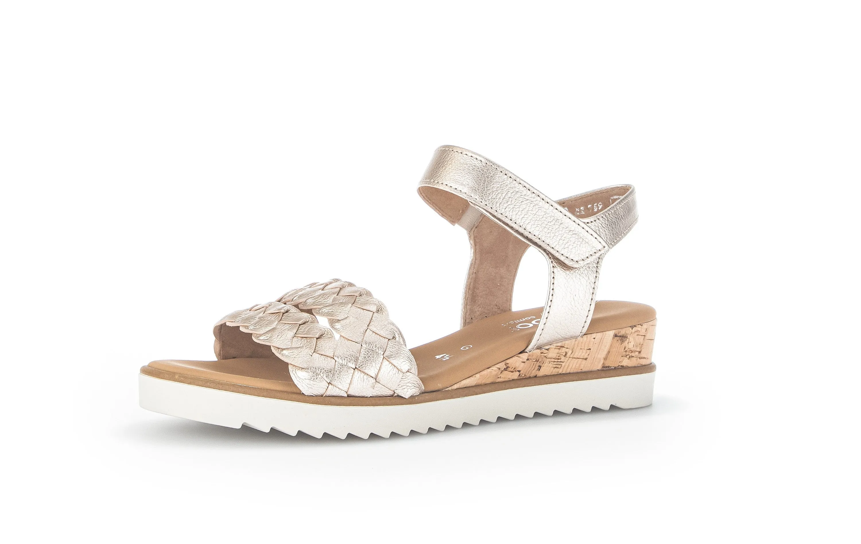 Gabor Woven Wedge Sandal Metallic