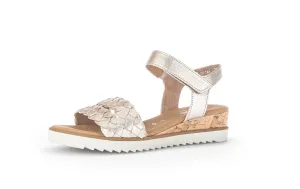 Gabor Woven Wedge Sandal Metallic