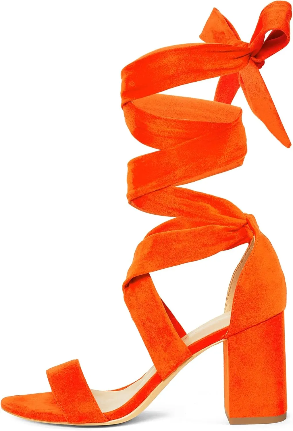 GENSHUO Women's Chunky High Heels Lace Up Strappy Block Sandals Open Toe Sexy Dress Heel Comfortable Prom Wedding Homecoming Party Graduation Shoes