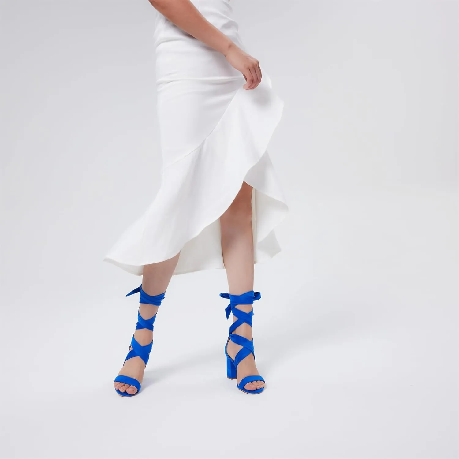 GENSHUO Women's Chunky High Heels Lace Up Strappy Block Sandals Open Toe Sexy Dress Heel Comfortable Prom Wedding Homecoming Party Graduation Shoes