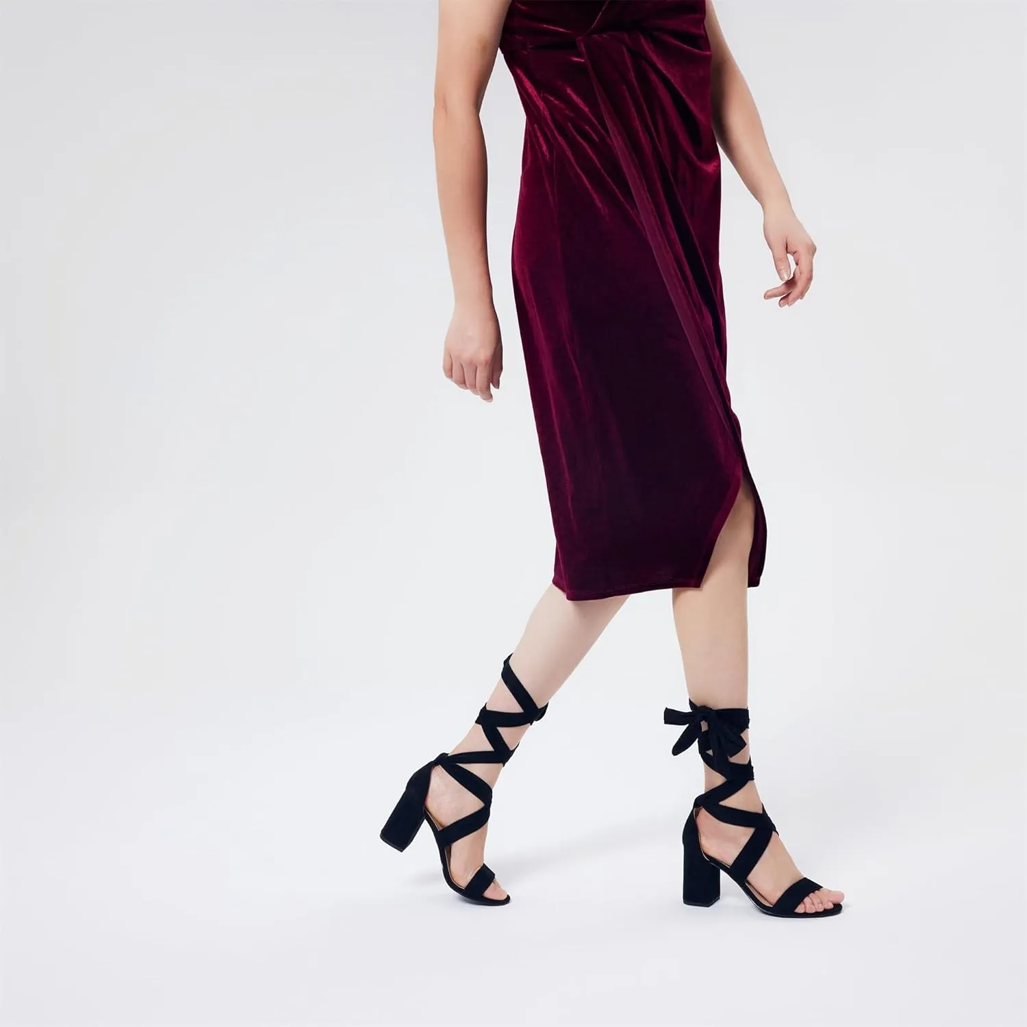 GENSHUO Women's Chunky High Heels Lace Up Strappy Block Sandals Open Toe Sexy Dress Heel Comfortable Prom Wedding Homecoming Party Graduation Shoes