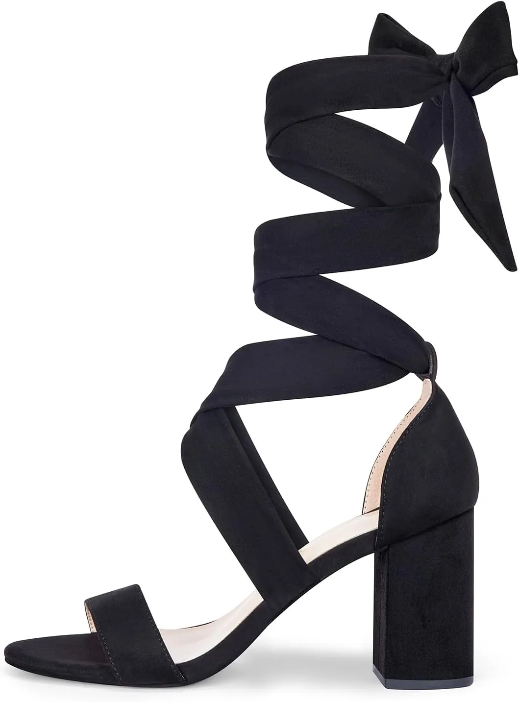 GENSHUO Women's Chunky High Heels Lace Up Strappy Block Sandals Open Toe Sexy Dress Heel Comfortable Prom Wedding Homecoming Party Graduation Shoes
