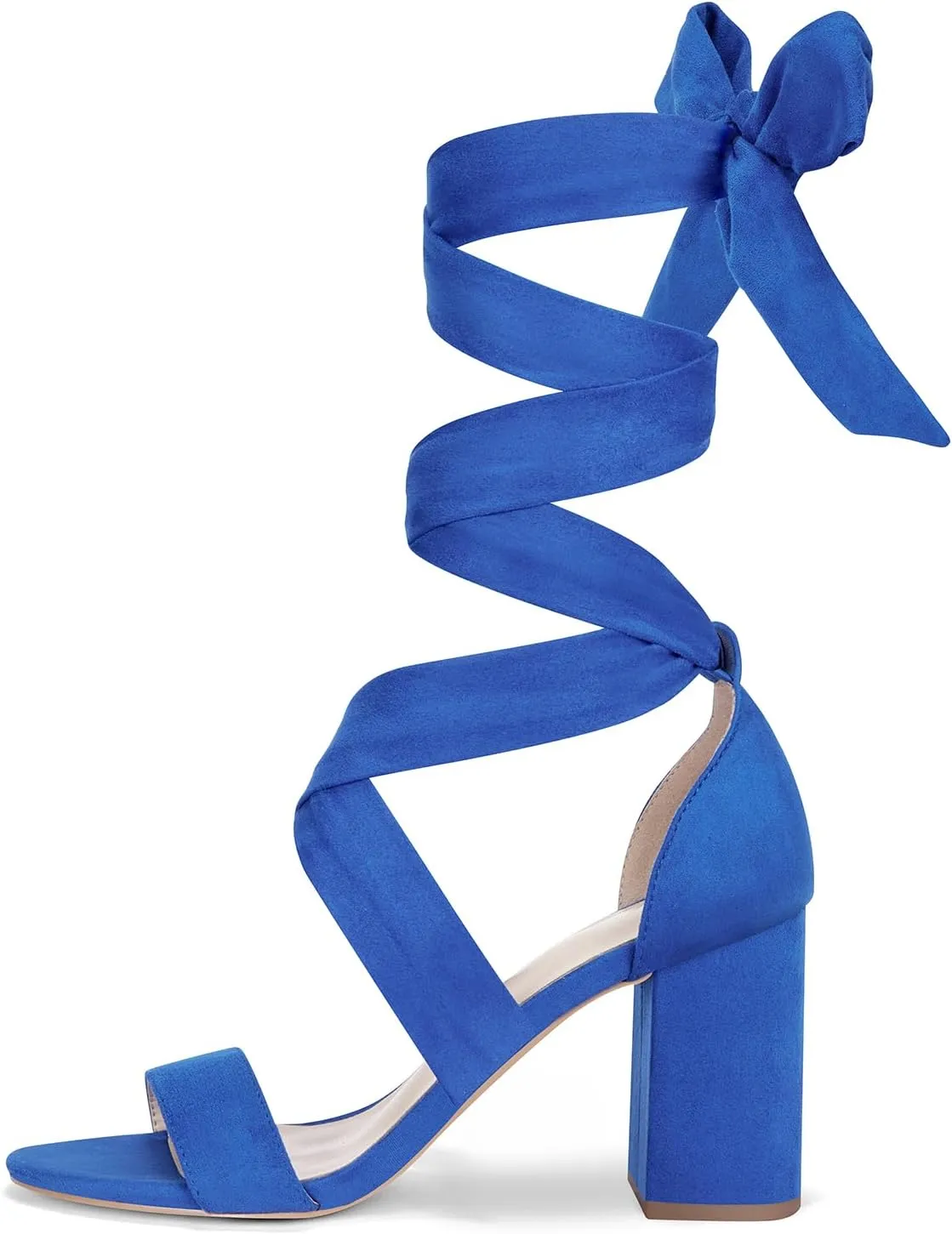 GENSHUO Women's Chunky High Heels Lace Up Strappy Block Sandals Open Toe Sexy Dress Heel Comfortable Prom Wedding Homecoming Party Graduation Shoes