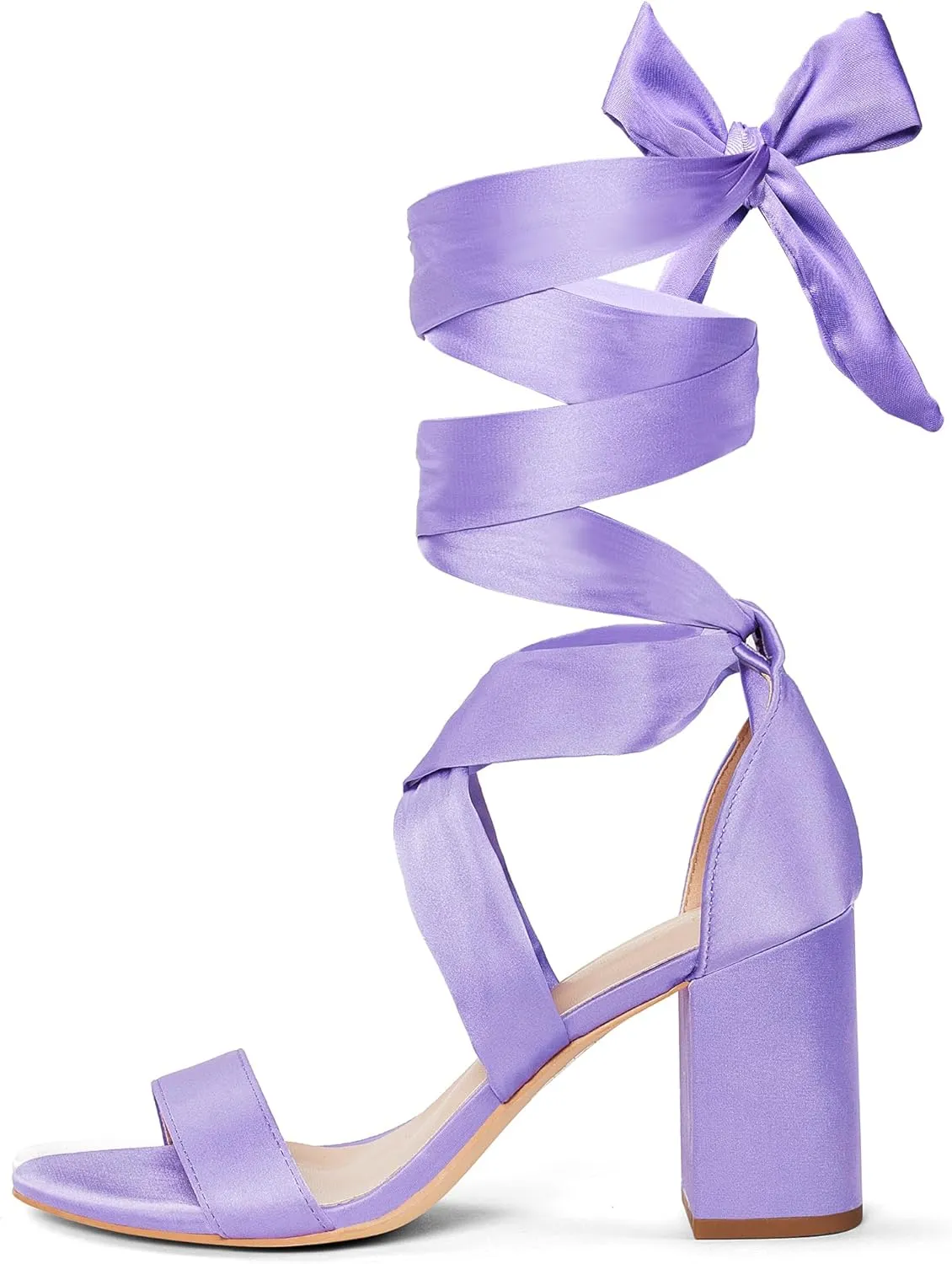 GENSHUO Women's Chunky High Heels Lace Up Strappy Block Sandals Open Toe Sexy Dress Heel Comfortable Prom Wedding Homecoming Party Graduation Shoes