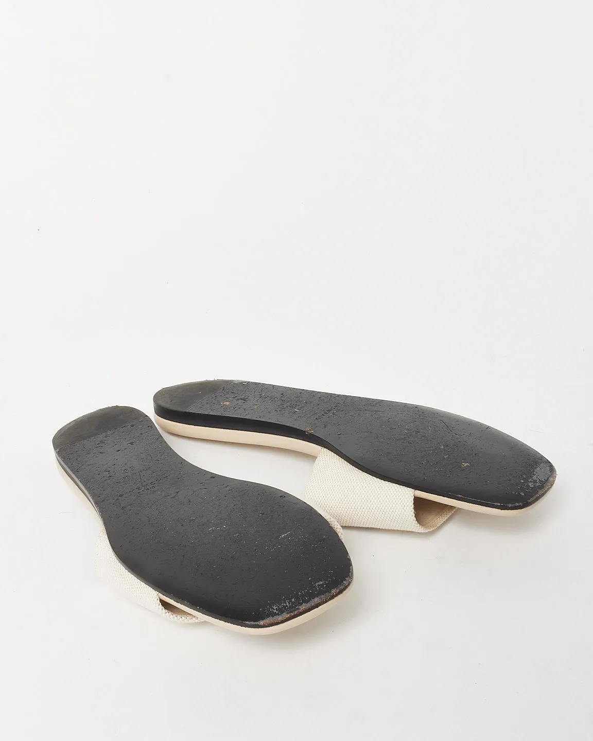 Givenchy Beige Canvas Logo 4G Flat Mule Sandals - 39