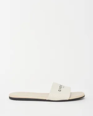 Givenchy Beige Canvas Logo 4G Flat Mule Sandals - 39