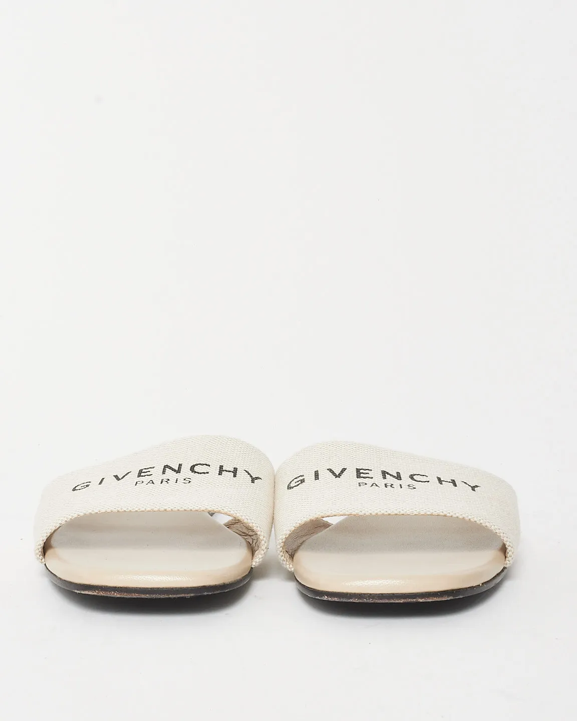 Givenchy Beige Canvas Logo 4G Flat Mule Sandals - 39