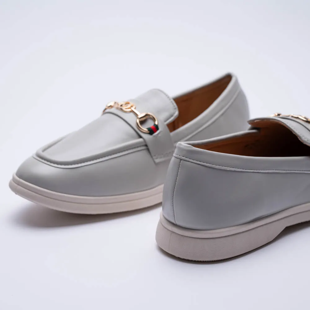 Grey Buckle Trim Loafer